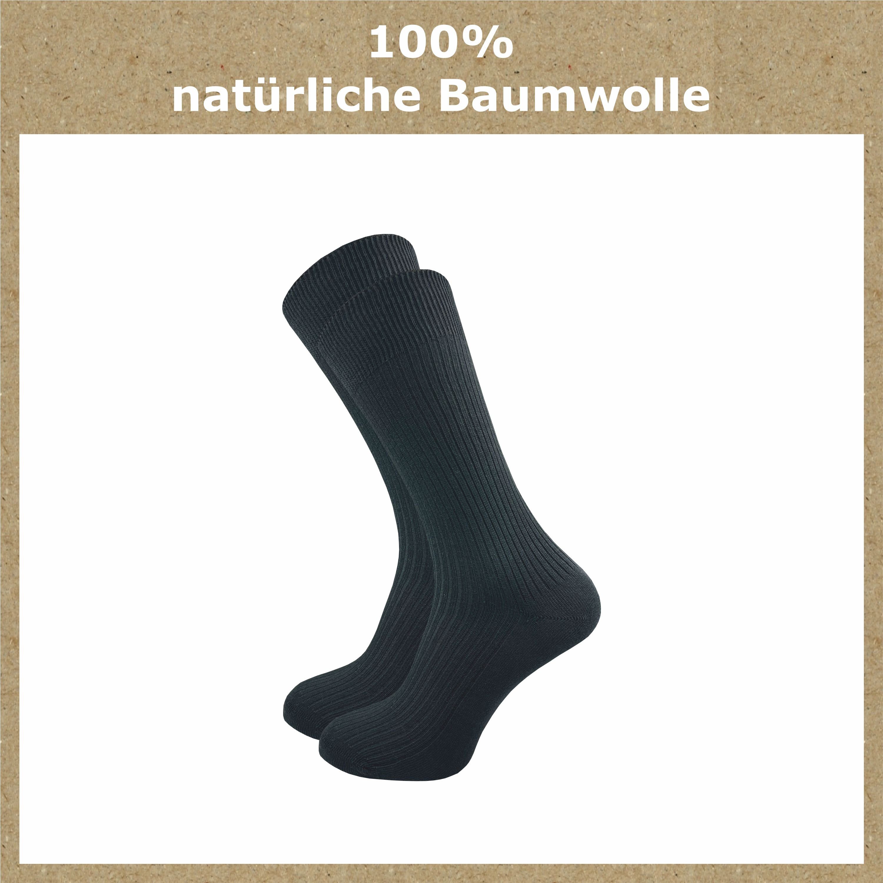 GAWILO Gesundheitssocken für Damen & Herren aus 100% Baumwolle - Naturbelassen - mit 1:1 Rippe (8 Paar) ohne drückende Naht - mit weichem Komfortbund - in natur und schwarz