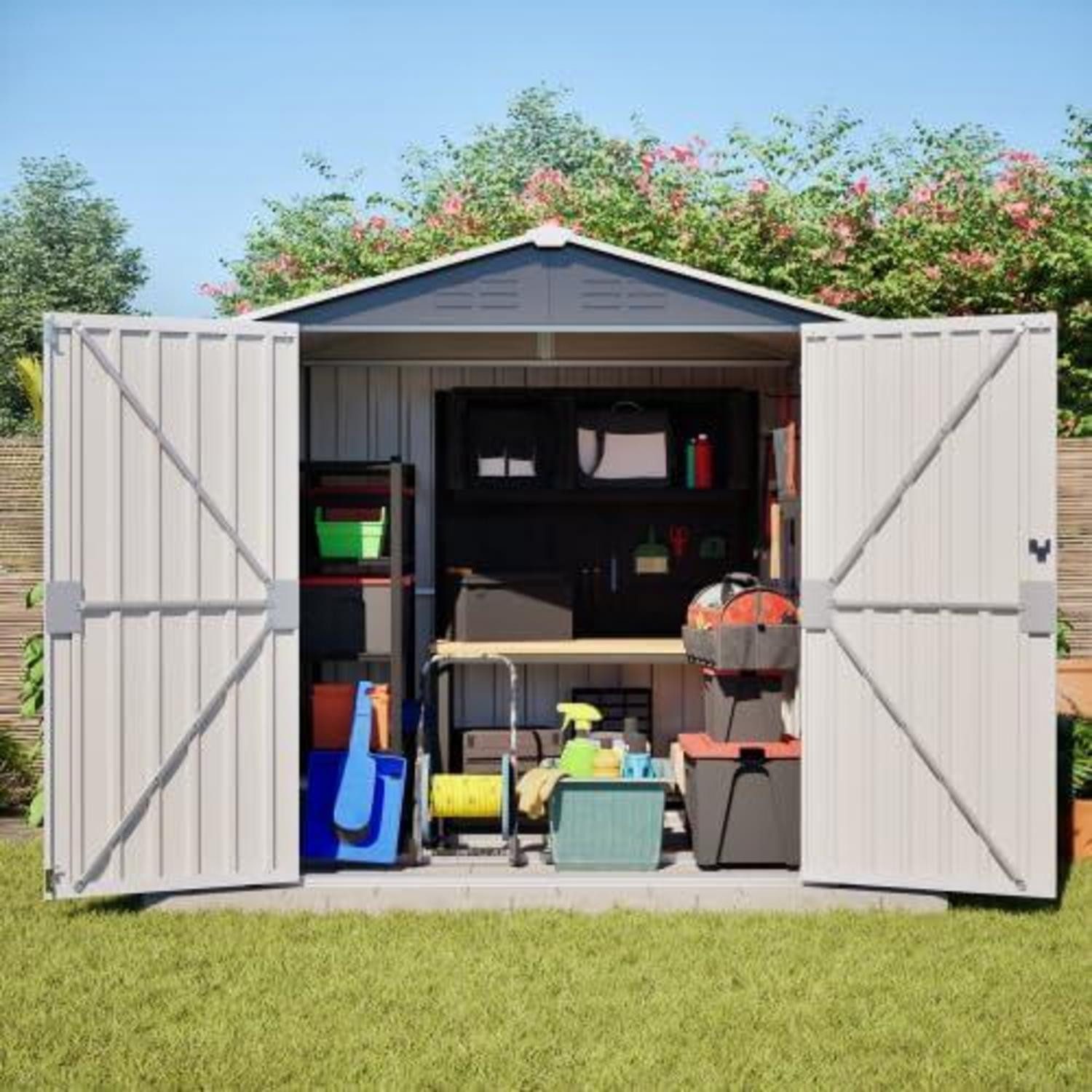 LuxusKollektion Gerätehaus Gartenhaus Metall Grau 185x142cm, (1 St)