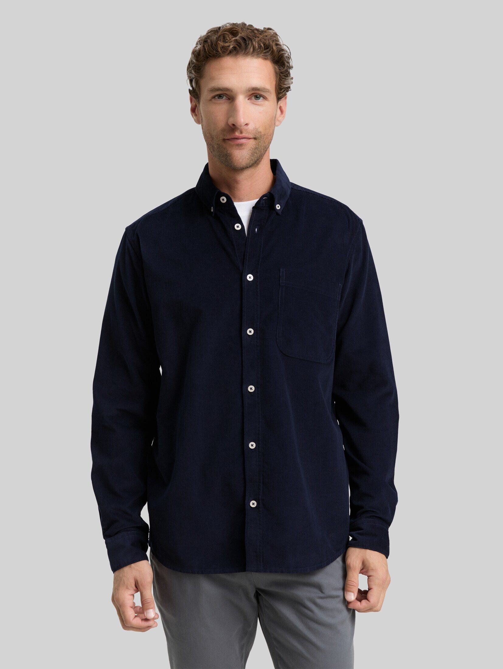 TOM TAILOR Langarmhemd Blusen & Shirts Regular Fit Cordhemd mit Brusttasche