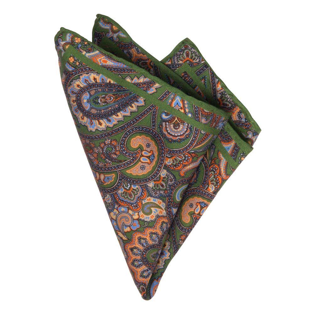 BGENTS Einstecktuch Handrolliertes Einstecktuch aus Seiden-Twill mit Paisley-Muster, Besondere Farbbrillanz