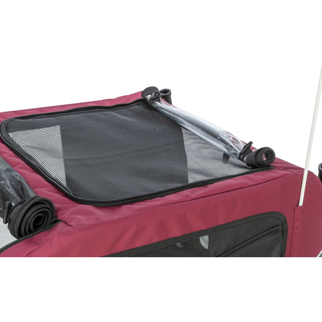 TRIXIE Fahrradhundeanhänger Fahrradanhänger für Hunde - grau/rot - 56 × 64 × 61/125 cm