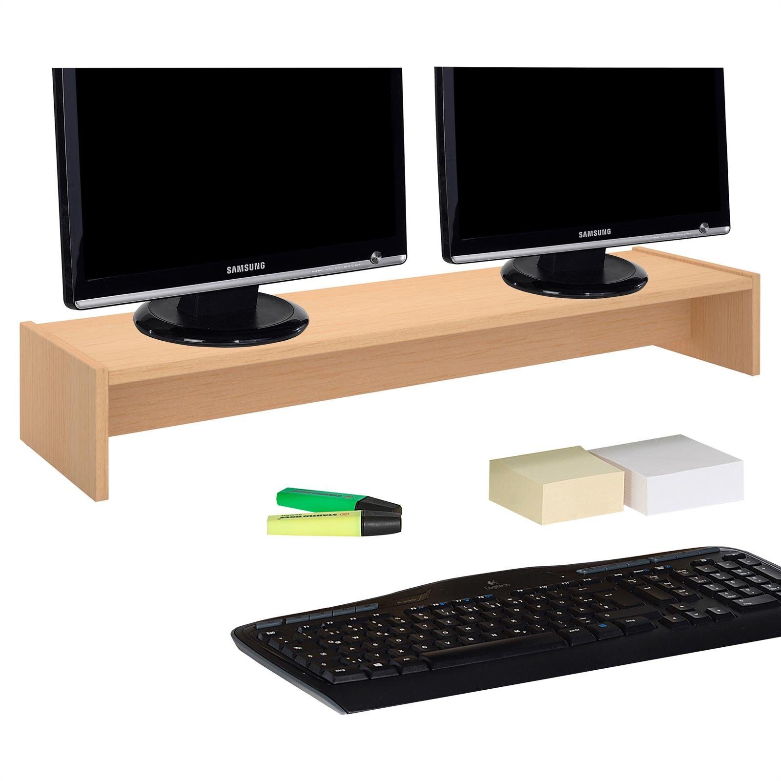 Schreibtischaufsatz ZOOM, Bildschirmerhöhung CARO-Möbel Schreibtischaufsatz Ban Monitorständer buchefarben Tischaufsatz
