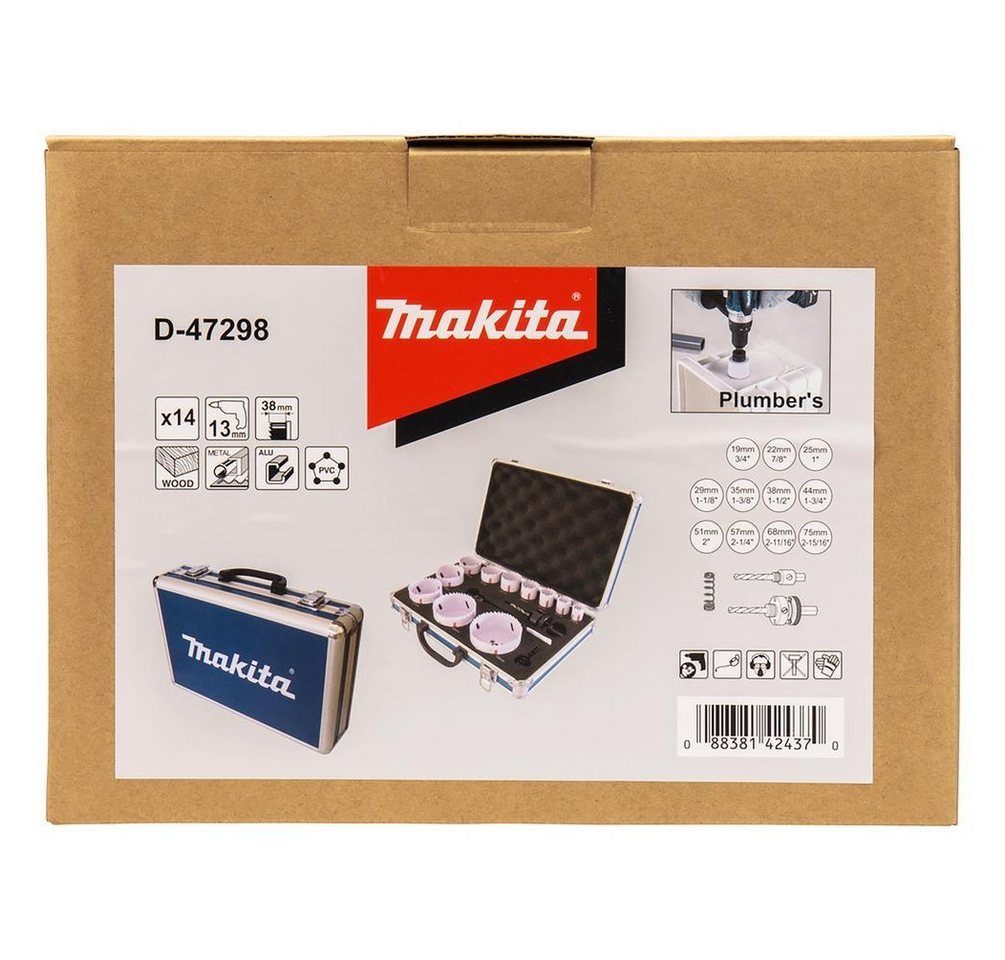 Thumbnail - Makita Lochsäge D-47298 Lochsägen-Set Sanitär 14-teilig HSS-BiM, Set