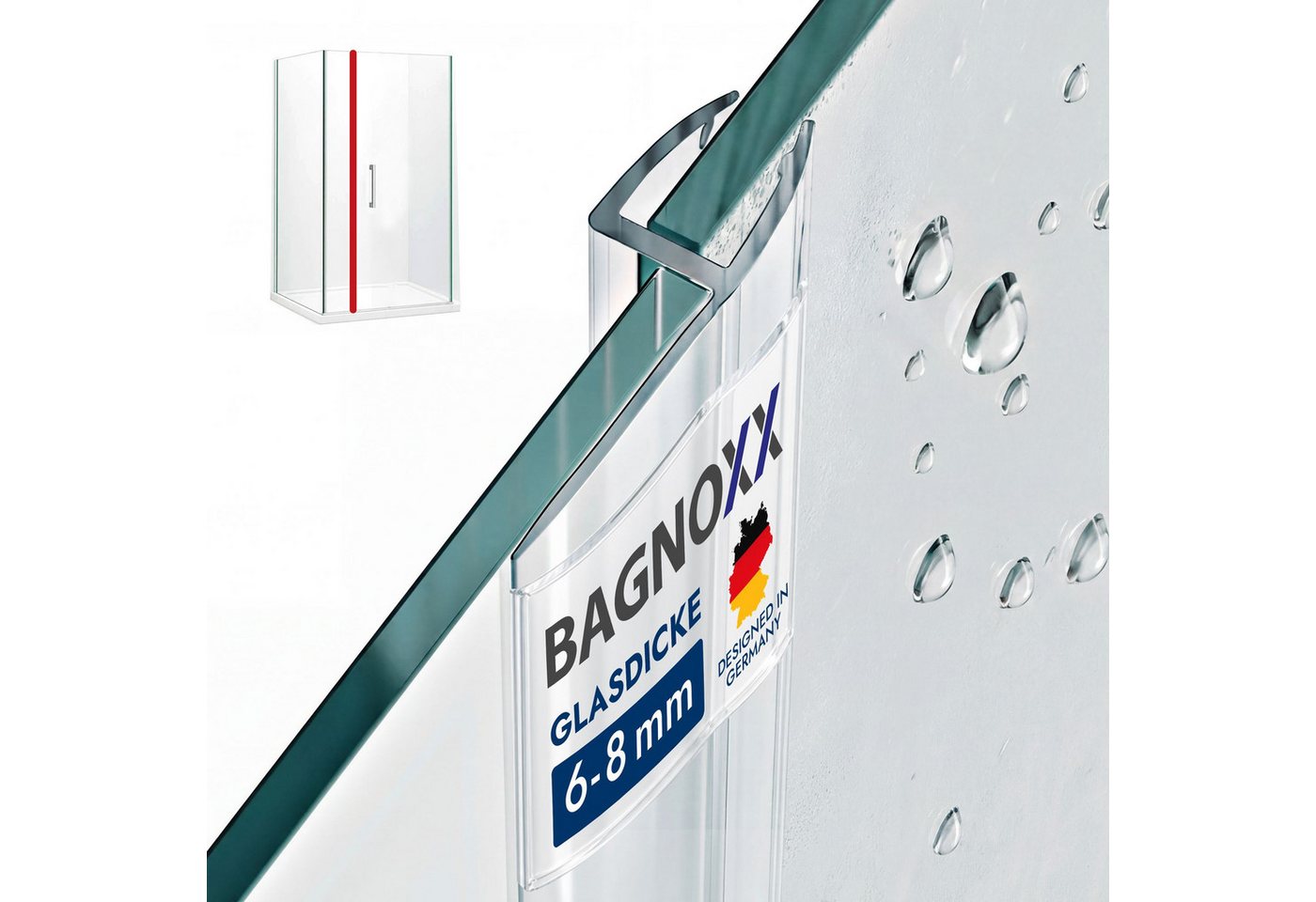 Bagnoxx Duschdichtung, L: 200 cm, (Duschdichtung Spaltdichtung, Türdichtung 200cm -, 1-St), für Glas Duschtür, Weichlippe mit leichter Wölbung, Duschlippe aus PVC