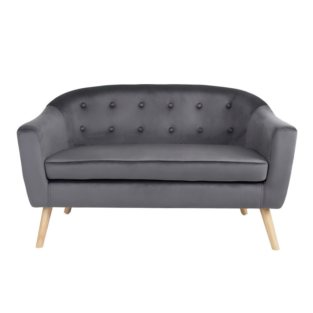 Happy Home 2-Sitzer 2-Sitzer Sofa Samt Dunkelgrau mit Knopfheftung für Wohnzimmer