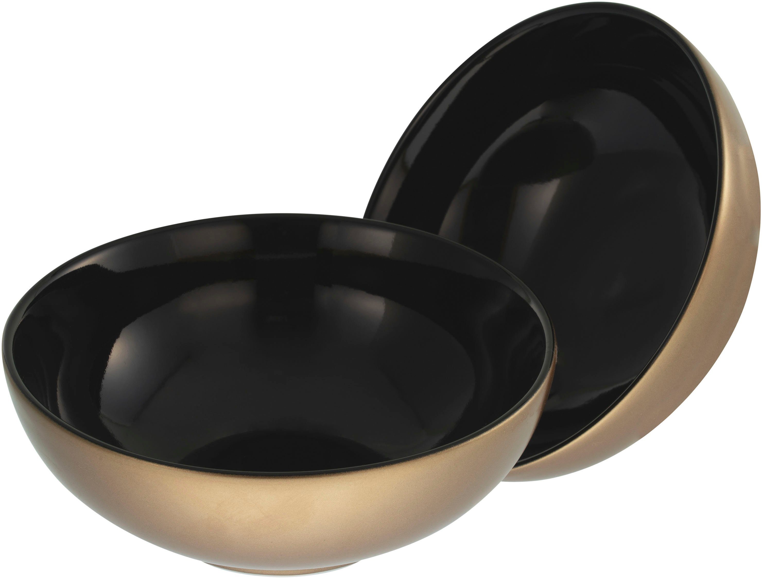 CreaTable Müslischale Golden Days, Steinzeug, (Set, 2-tlg), 16 cm, Spezialglasur