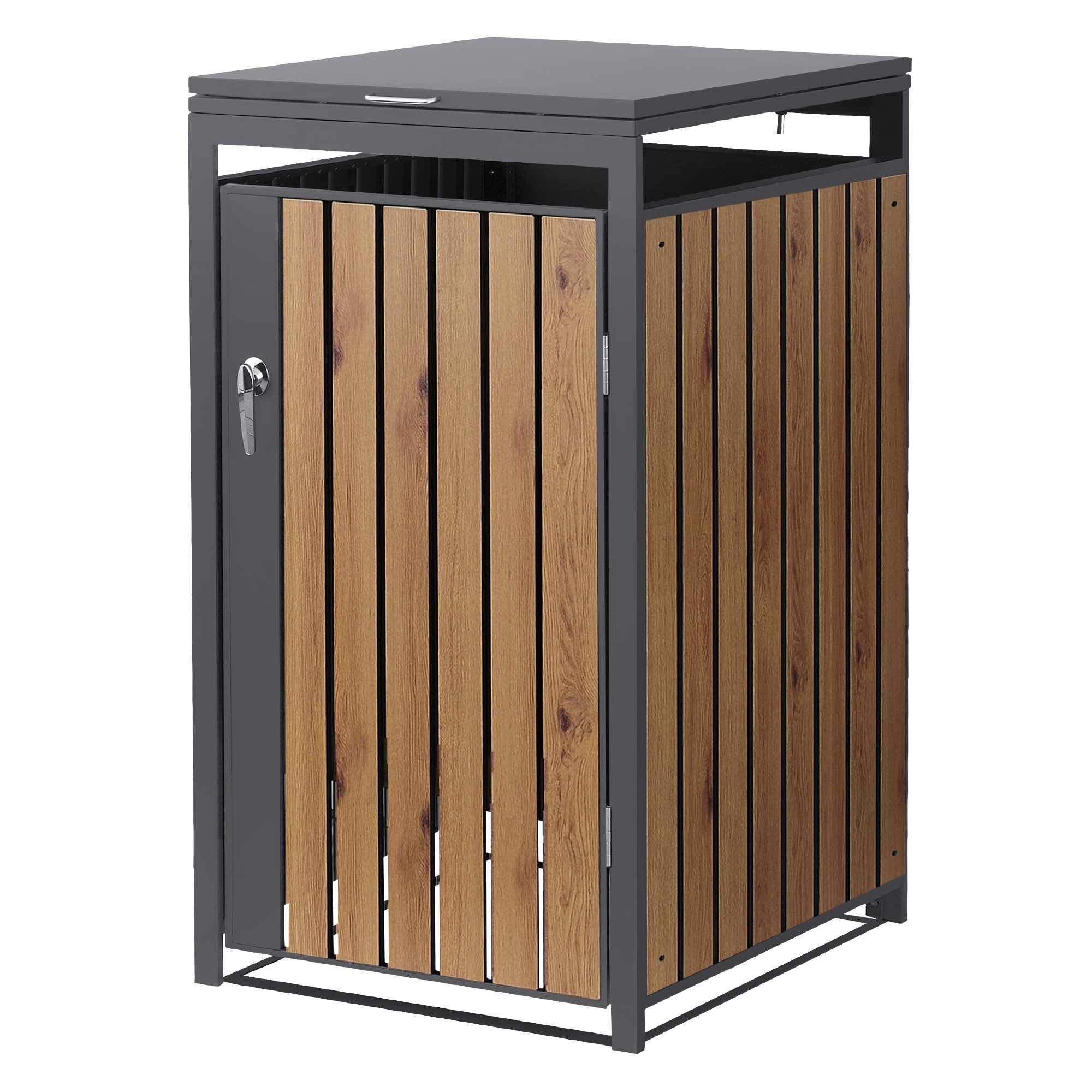 ML-DESIGN Mülltonnenbox Müllbox aus Stahl wetterfeste Mülltonnen Verkleidung Mülltonnengarage, Mülltonnencontainer mit Klappdeckel/Tür für 1 Tonne 120 oder 240 Liter