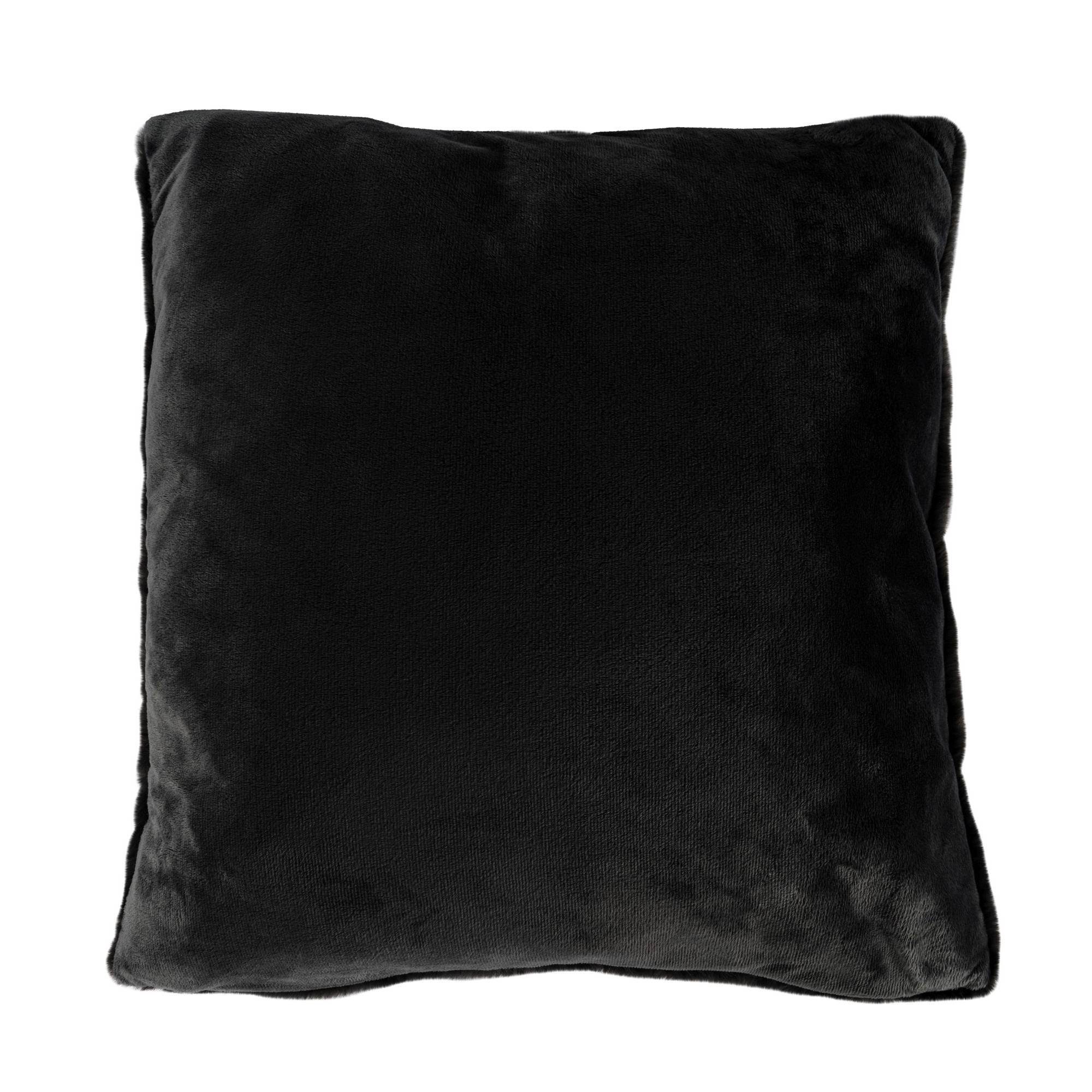 GMD Living Dekokissen HEAVEN, flauschiges Dekokissen in Felloptik, 48 x 48 cm black (schwarz)