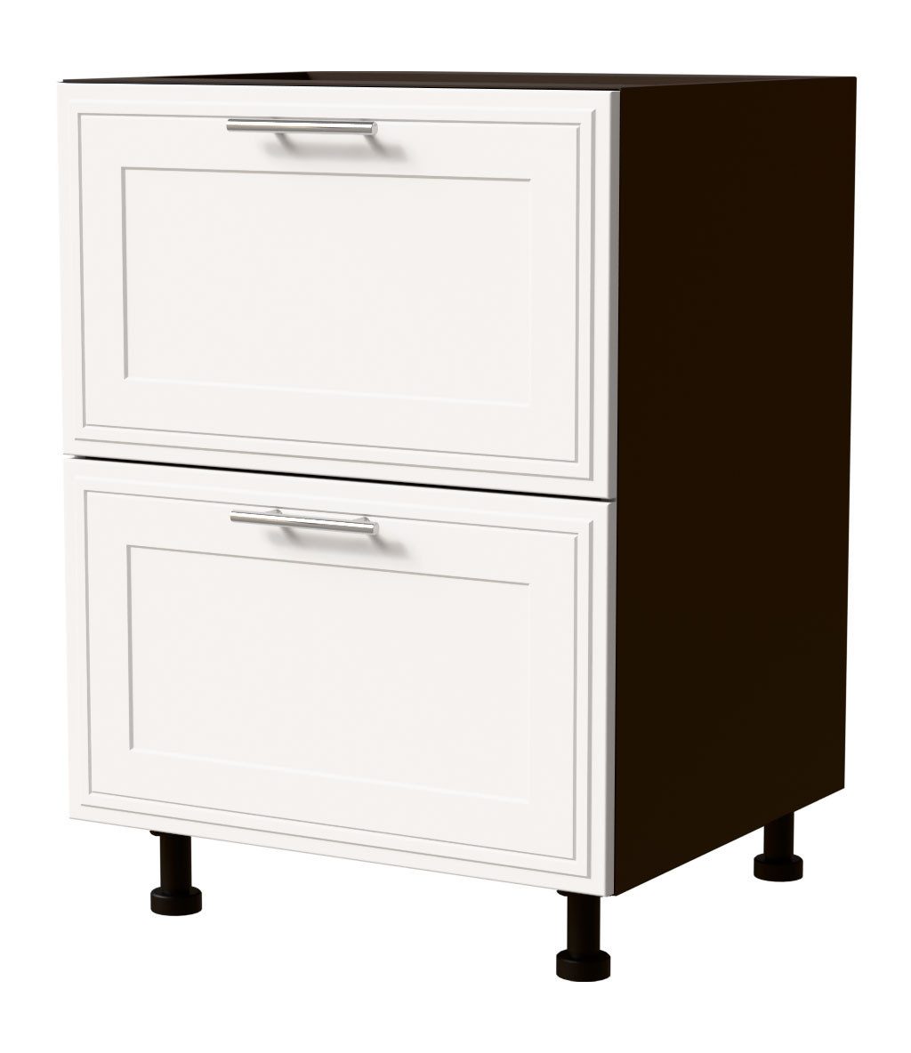 Feldmann-Wohnen Auszugsunterschrank Salo (D2M/60, 2 Schubladen, Blum Metabox Teilauszug, 1-St., moderne Kassettenoptik, folierte Fronten) lava / weiß matt