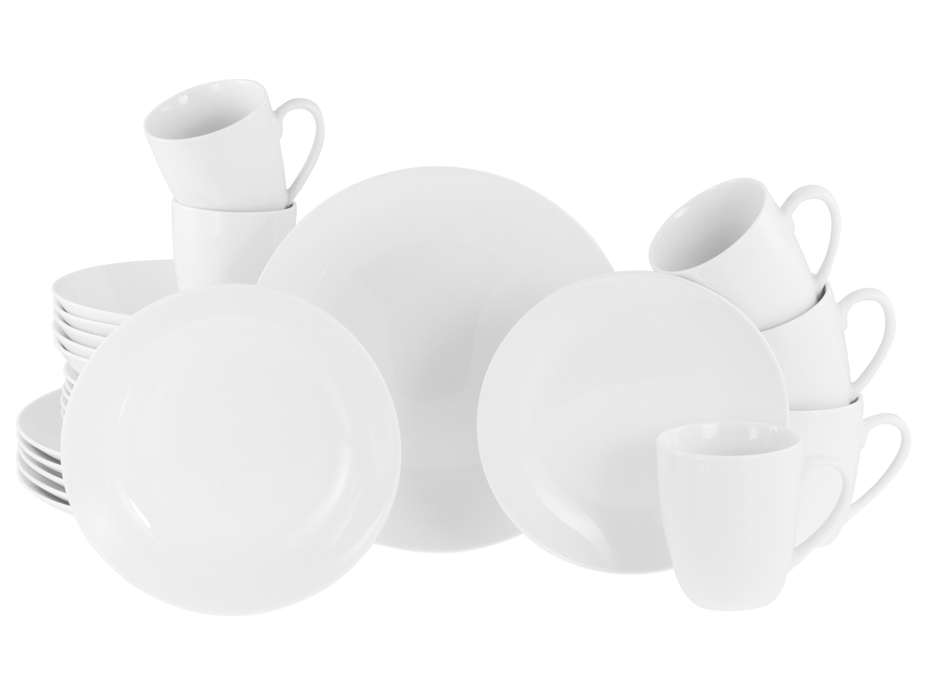 CreaTable Kombiservice Luna Weiss (24-tlg), 6 Personen, Porzellan