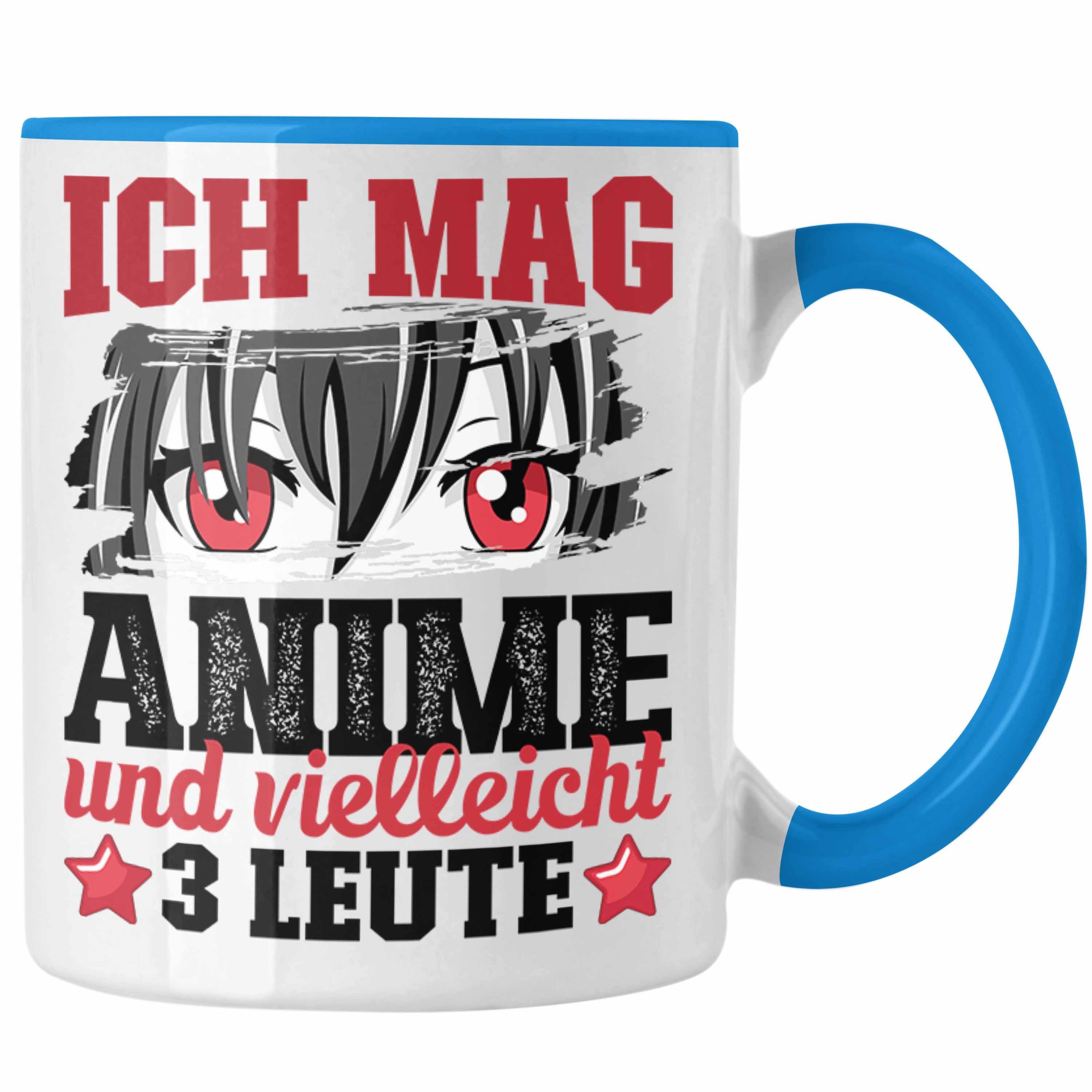Trendation Tasse Anime Tasse Geschenk Anime-Liebhaber Geschenkidee Ich Mag Anime Und Vi Blau