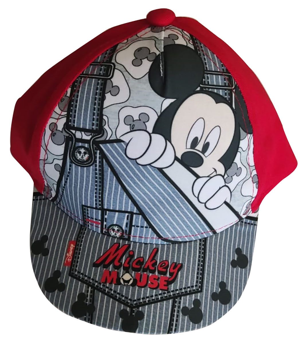 Schirmmütze Disney Mickey Mouse Kappe, Base Cap, Mütze, Sonnenhut, Rot-Grau, Gr. 4