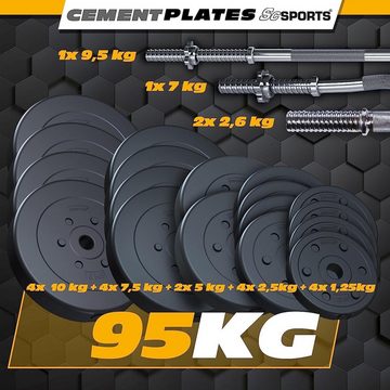 ScSPORTS® Hantel-Set 116kg Hanteln Kurzhanteln Langhantel SZ Stange Gewichte 31mm