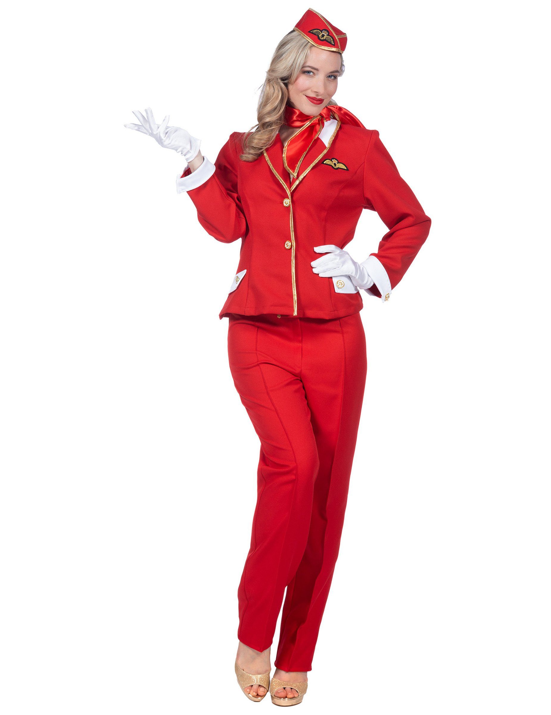 Wilbers Kostüm Stewardess Kostüm Deluxe für Damen Rot