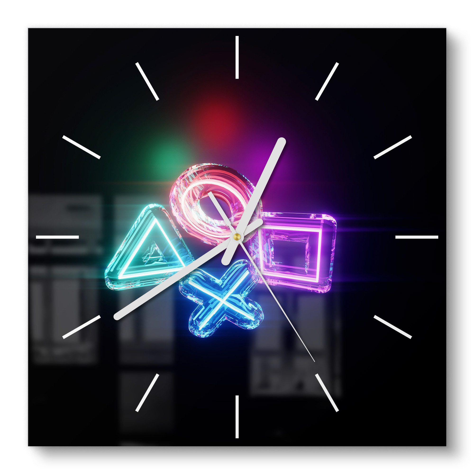 DEQORI Wanduhr 'Neon Gaming Symbole' (Glas günstig online kaufen