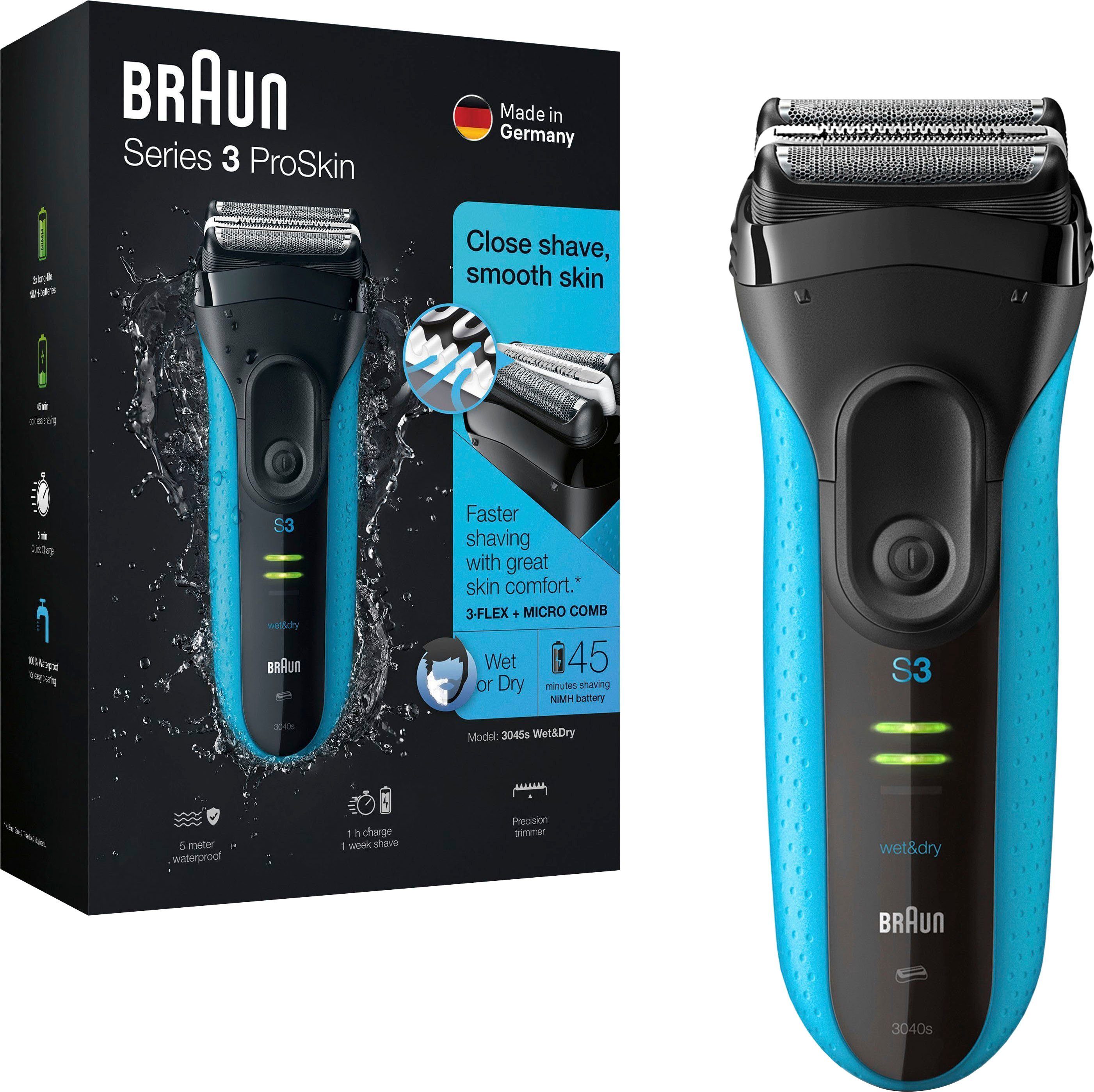 Braun Elektrorasierer Series 3040s, Wet&Dry ProSkin 3 Präzisionstrimmer