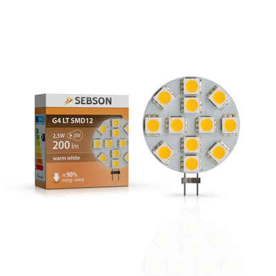 SEBSON LED Lampe G4 warmweiß 2.5W 200lm, GU4 Stiftsockel 12V DC Leuchtmittel LED-Leuchtmittel