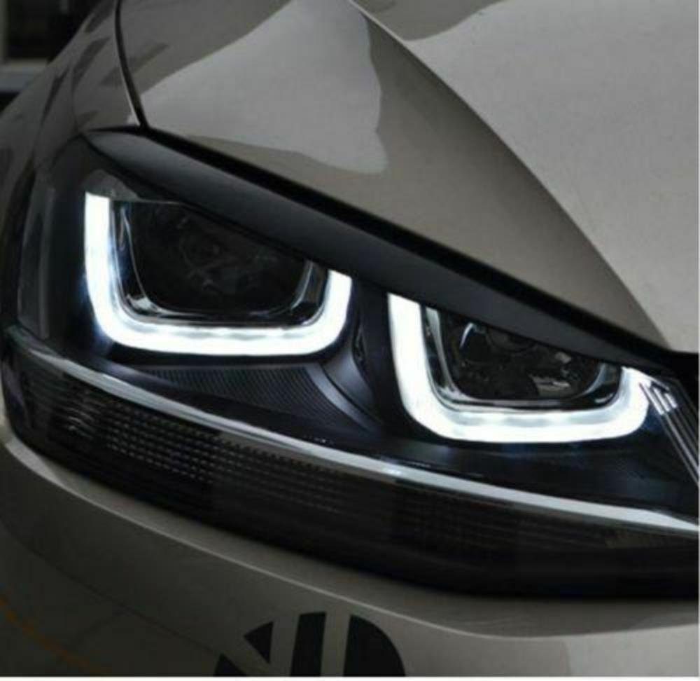 MAVURA Blende Scheinwerferblenden Set Böser Blick für VW GOLF 7  Scheinwerferblende Spoiler Blende Augenlieder schwarz
