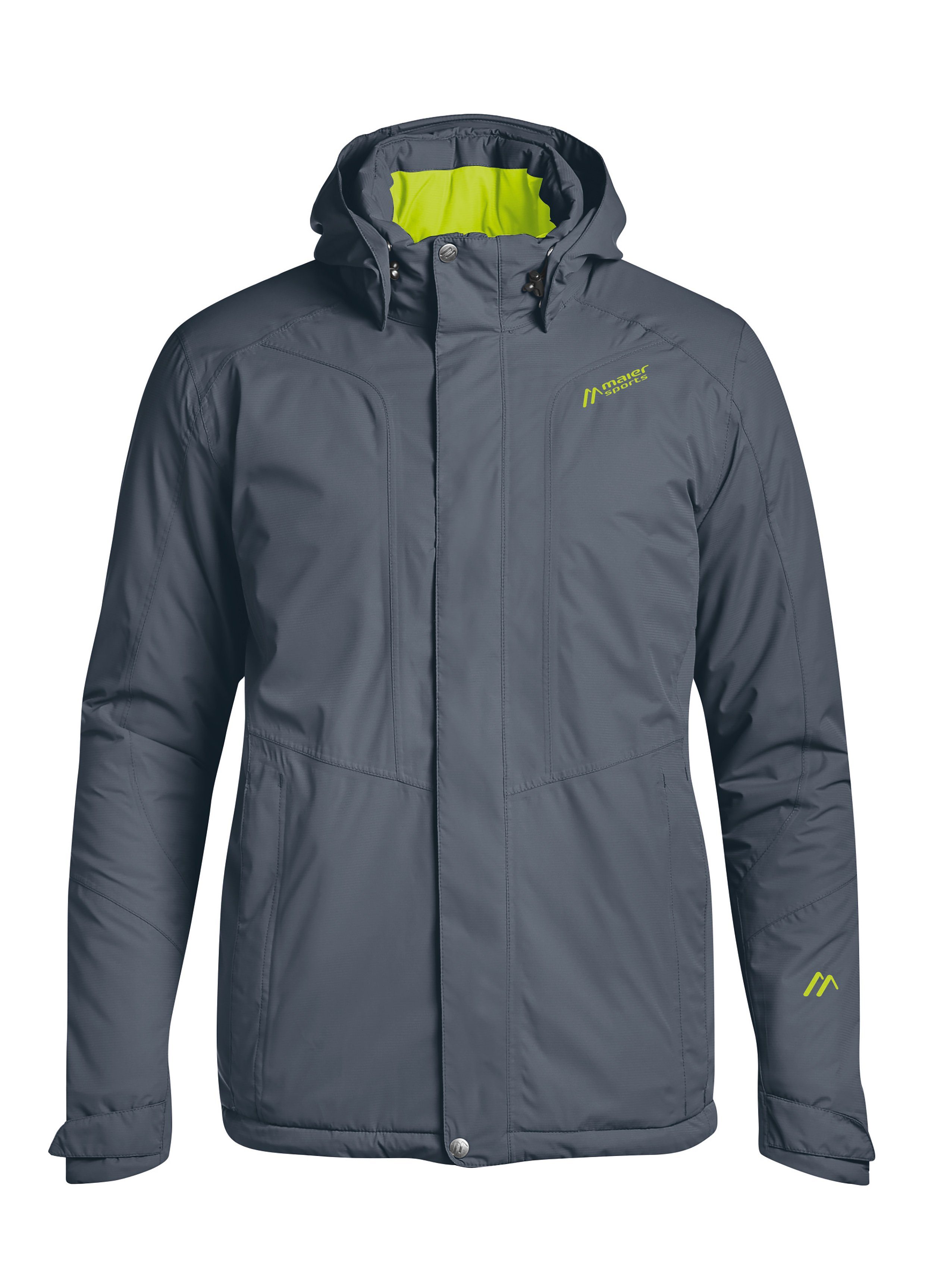 Maier Sports Wattiert, Packaway M atmungsaktiv, Therm wasserdicht, Funktionsjacke grau mit Metor