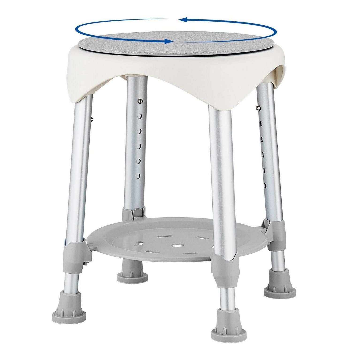 LuxusKollektion Duschhocker Duschhocker 360° drehbar grau höhenverstellbar