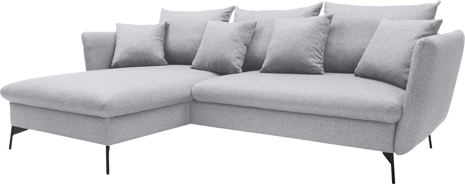 OTTO home Ecksofa LIVORNO,258 cm, L-Form, Schlaffunktion u. Bettkasten (139/224cm), Samt, Struktur, Webstoff