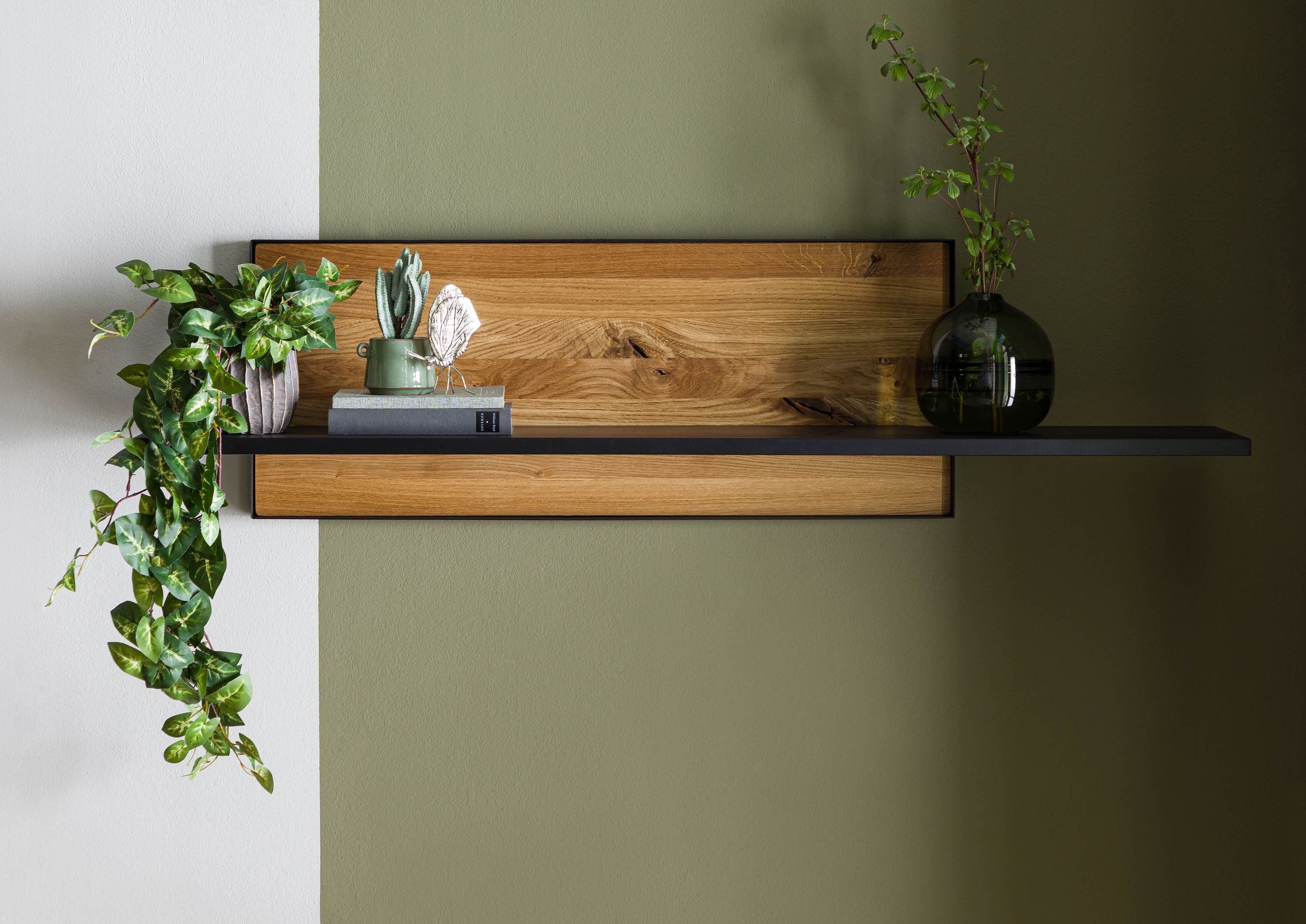 Massivmoebel24 Wandregal STARNBERG, 1-tlg., Wildeiche 132x27x35 natur geölt günstig online kaufen