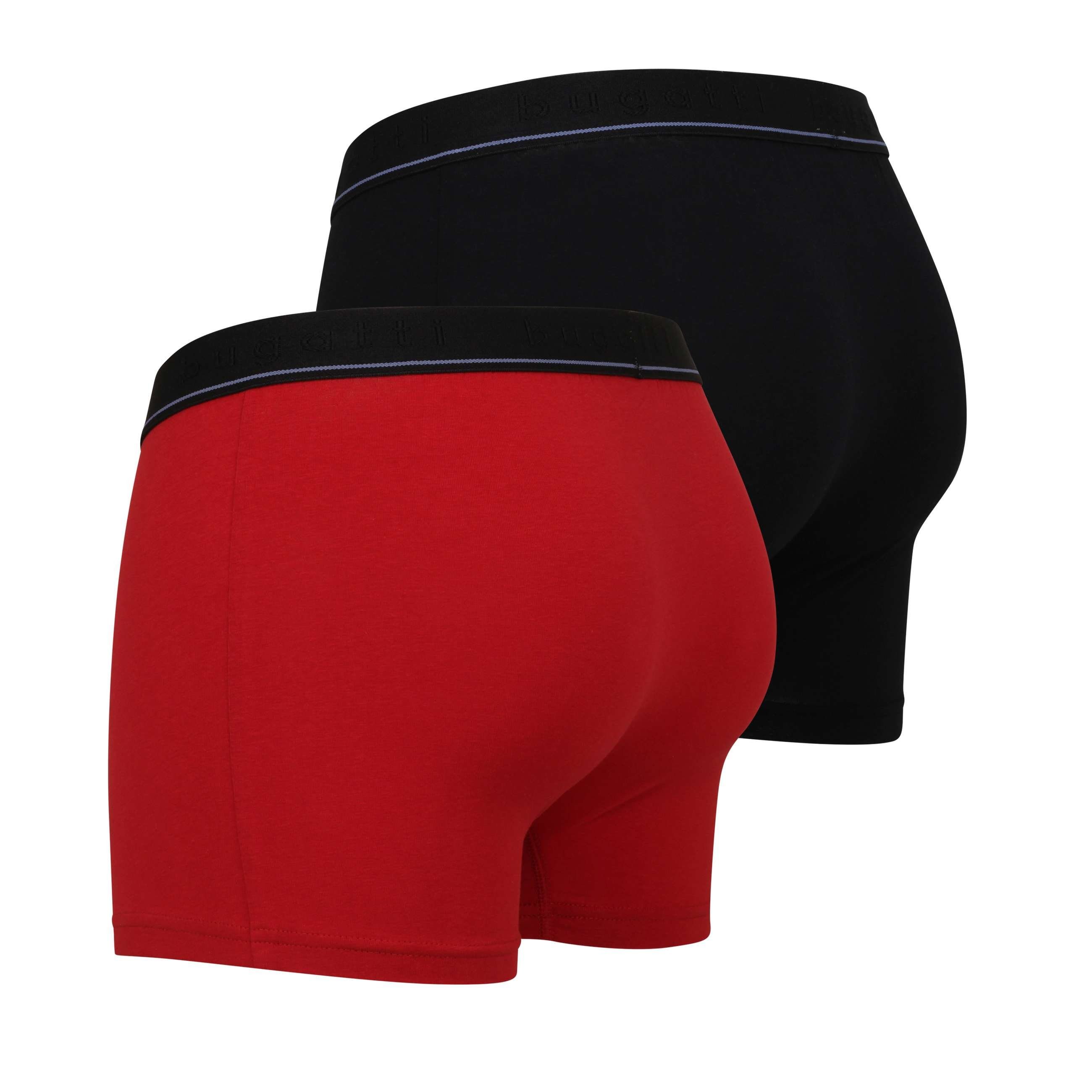 bugatti Boxershorts BUGATTI Herren Pack Pants (2-St) 2er rot-mittel-uni uni rot