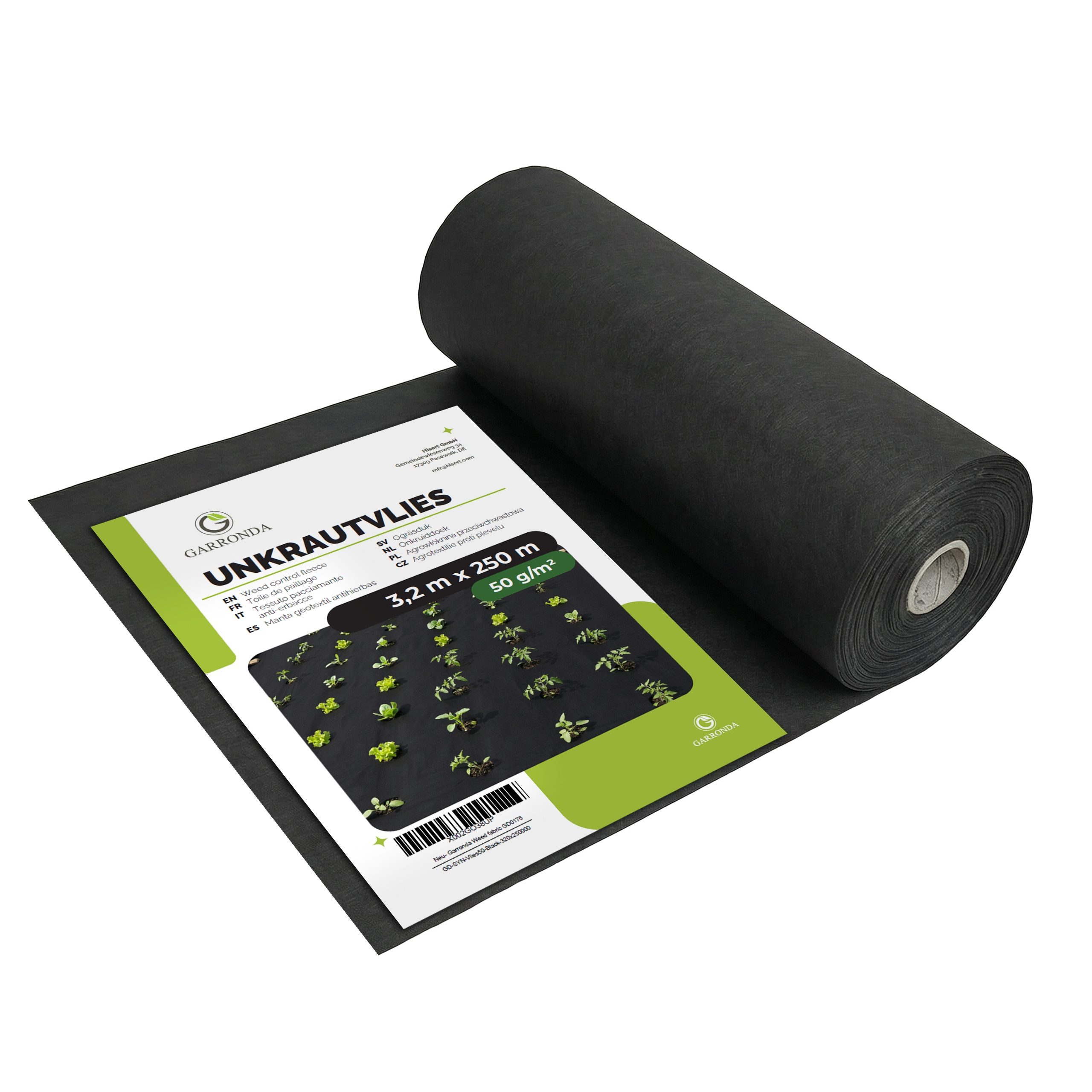 Garronda Unkrautvlies 50 g/m² UV-beständig Bodenabdeckung für Beete und Wege GD-0176
