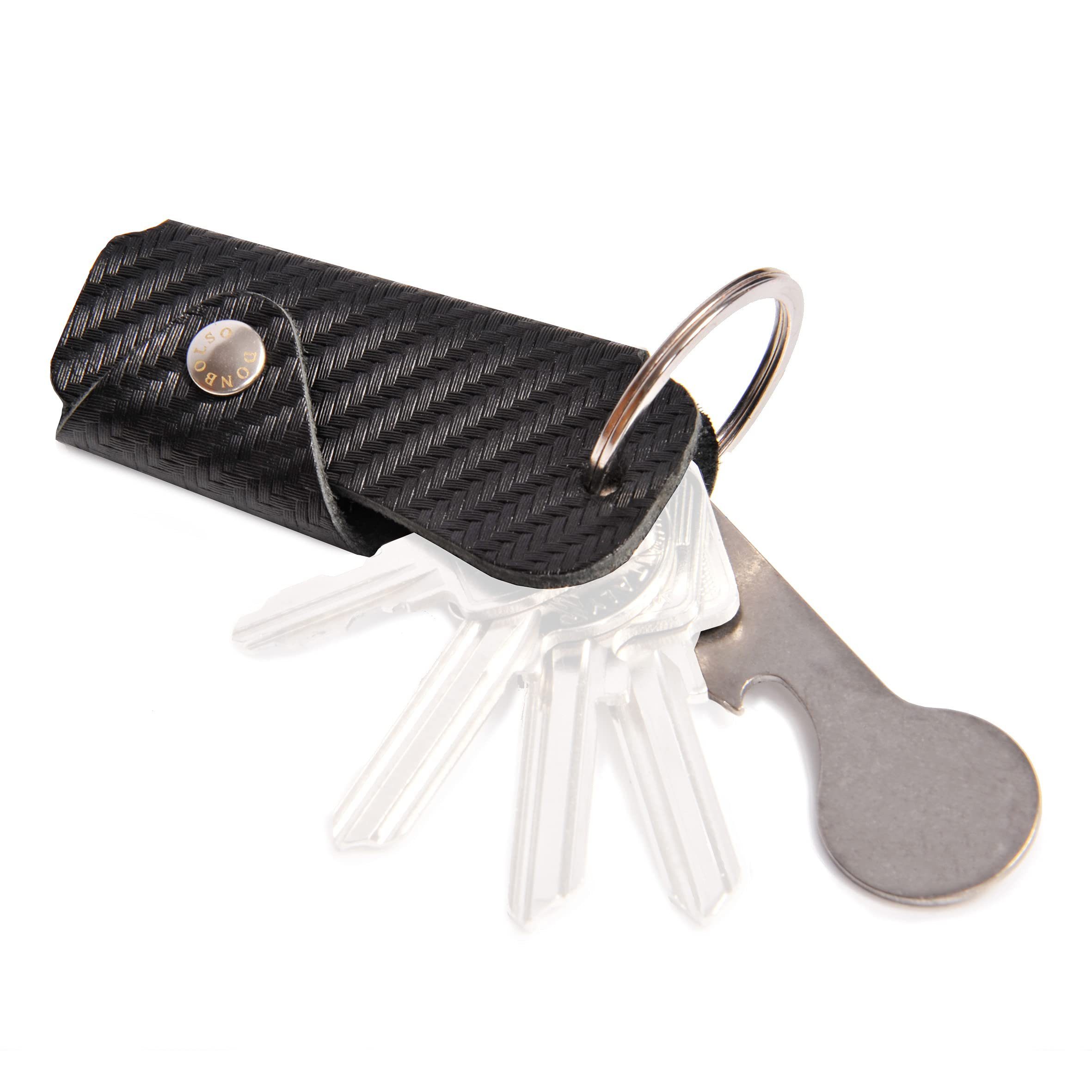 Donbolso Schlüsseltasche Schlüsseletui Leder 1-6 Schlüssel Carbon I Einkaufswagenlöser, Schwarz Carbonleder | Schlüsseltaschen