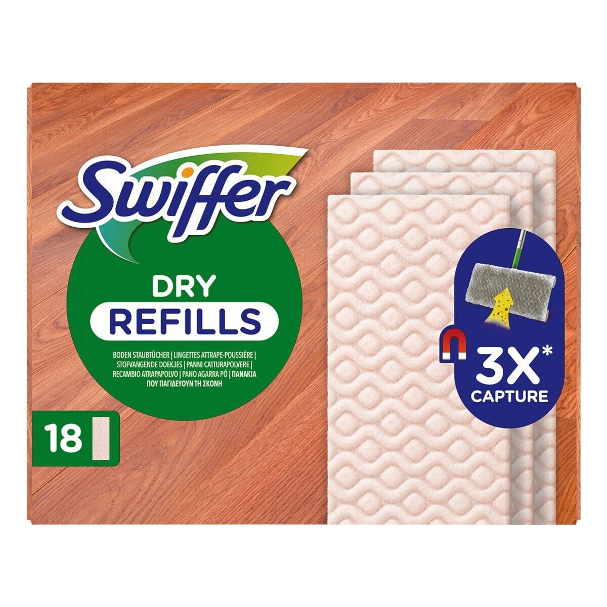 Swiffer DRY Holz & Parkett Reinigungstücher (18er Pack trockene Bodentücher)