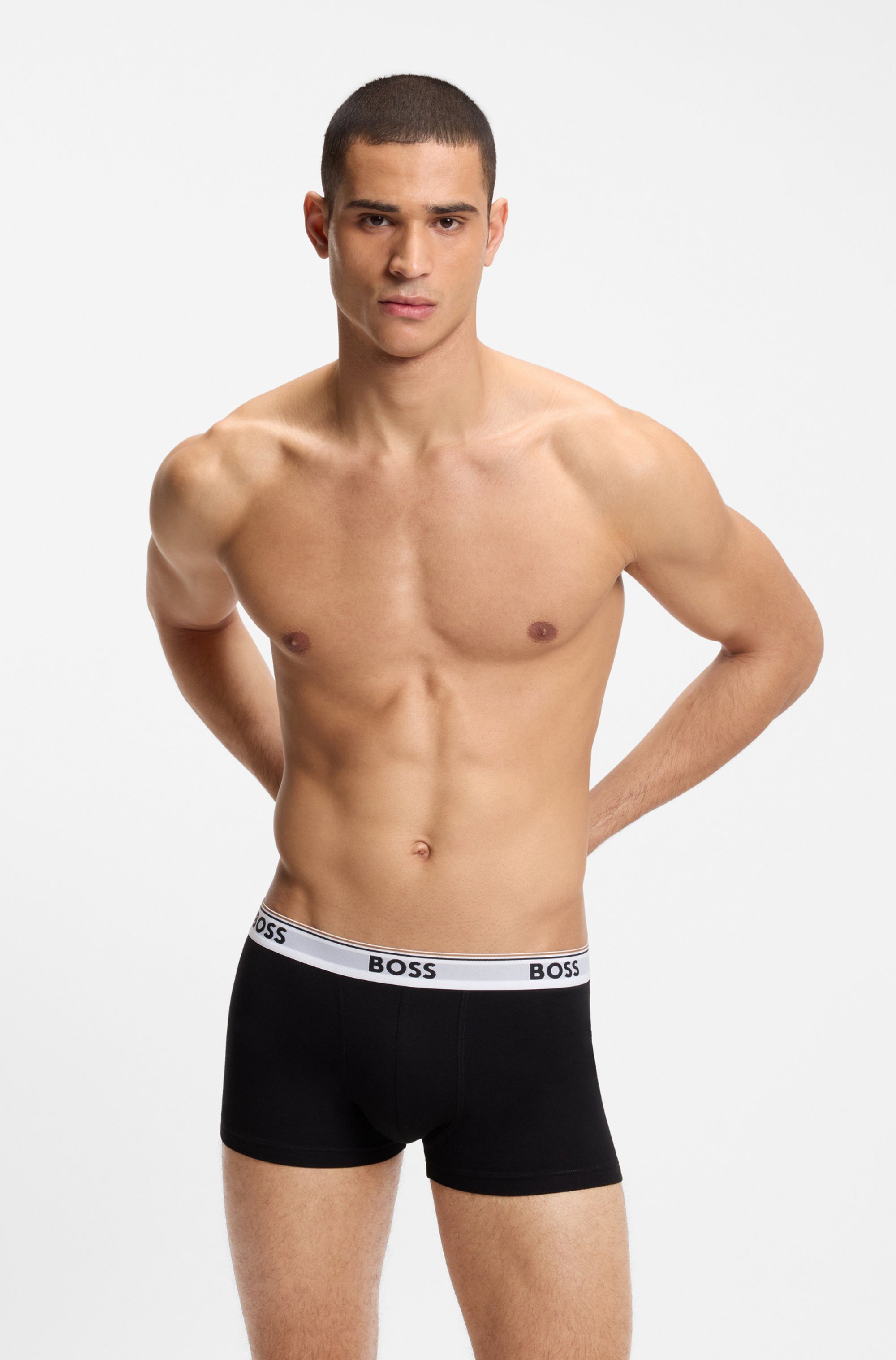 BOSS Trunk (Packung, 3-St) aus Stretch-Baumwolle mit Logo-Bund, mittlere Bundhöhe