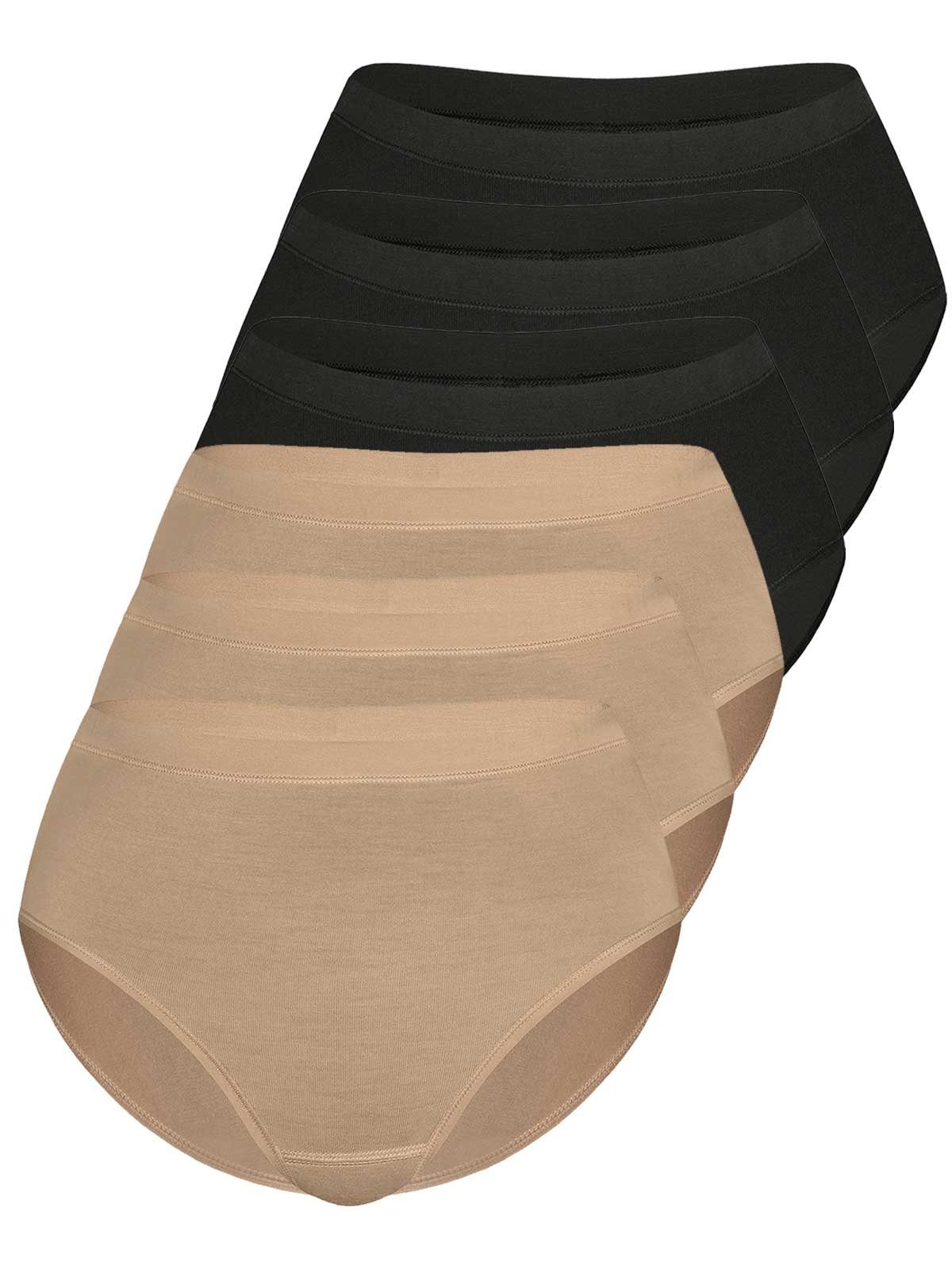 Sassa Hüftslip 6er Sparpack Slip Midi LOVELY SKIN (Spar-Set, 6-St) Zwickel