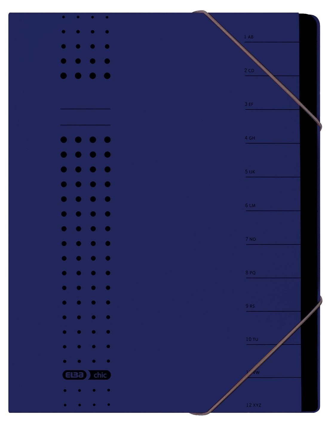 ELBA Schreibmappe ELBA chic-Ordnungsmappe, A4 dunkelblau, Fächer 1-12, Karton