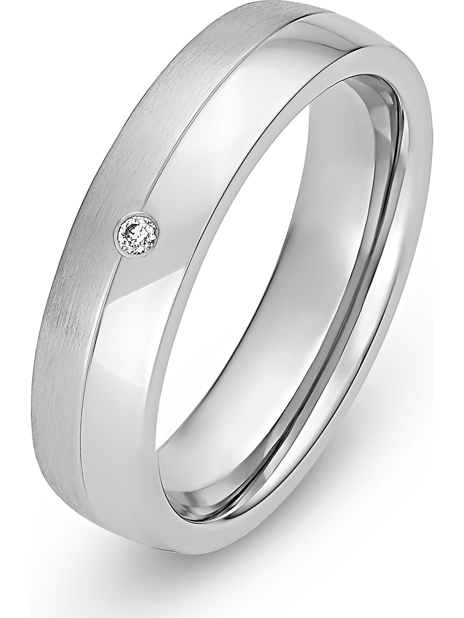 Edelstahl Ring Silber Silver IP Zirkonia dünn 3 mm elegant Damen Forever Love 