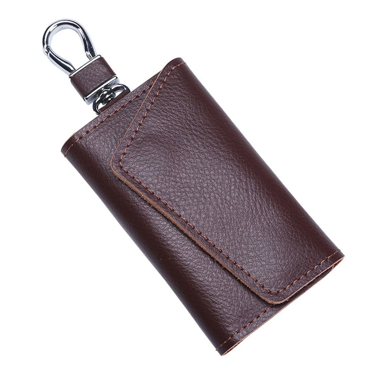 TUABUR Schlüsseltasche Handgewebte Geldbörse aus Schaffell(2er-Pack), Kurze Schlüsseltasche Kaffee