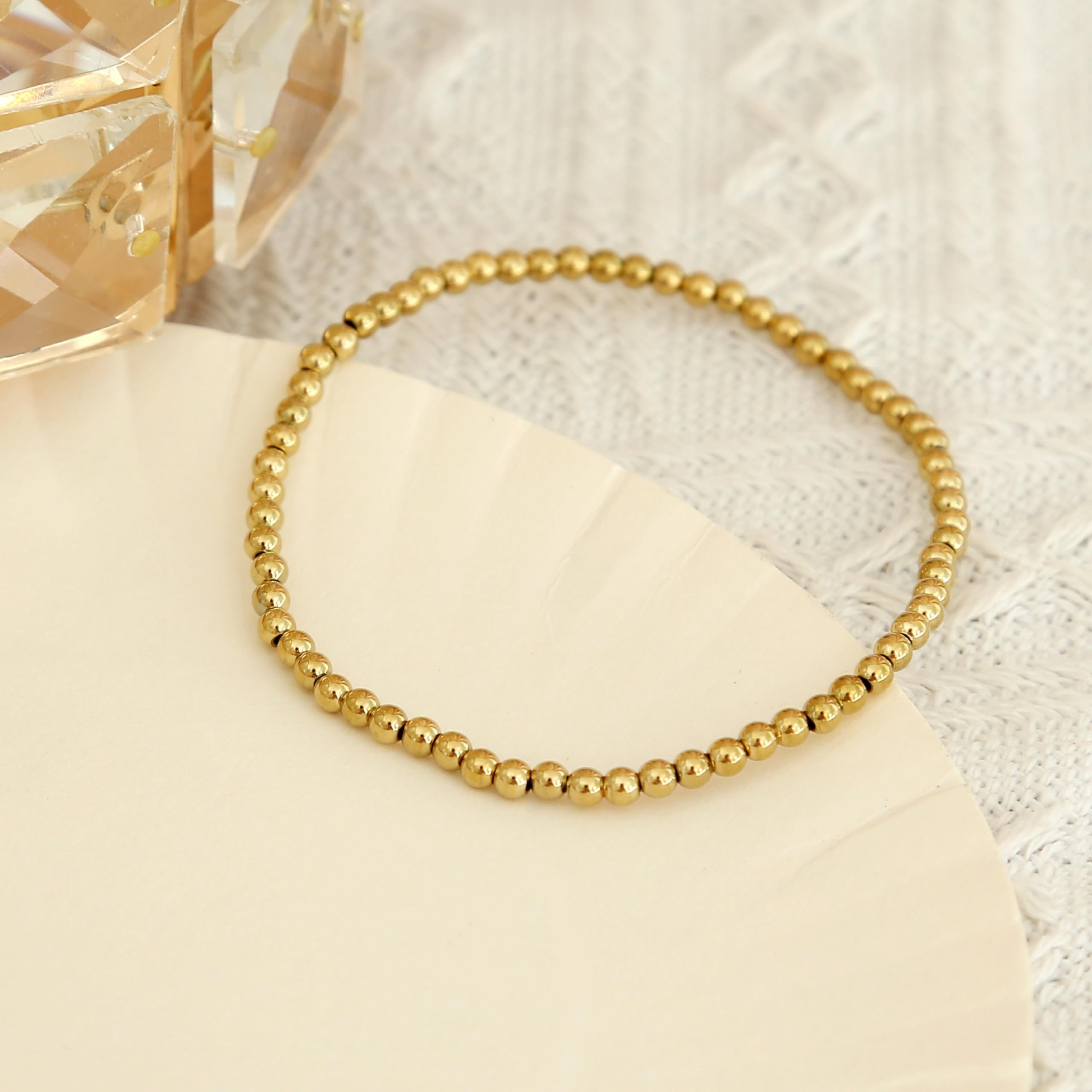 Made by Nami Perlenarmband Damen Gold Wasserfester Schmuck Geschenke für Frauen – Bild 5 von 5