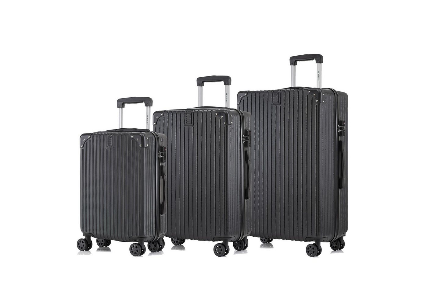YONSLY Trolleyset Kofferset Reisekoffer Hartschale Trolley Set, 4 Rollen, (Hartschalenkoffer Set, M, L & XL), ABS Material, 360° Rollen, Zahlenschloss und weicher Griff