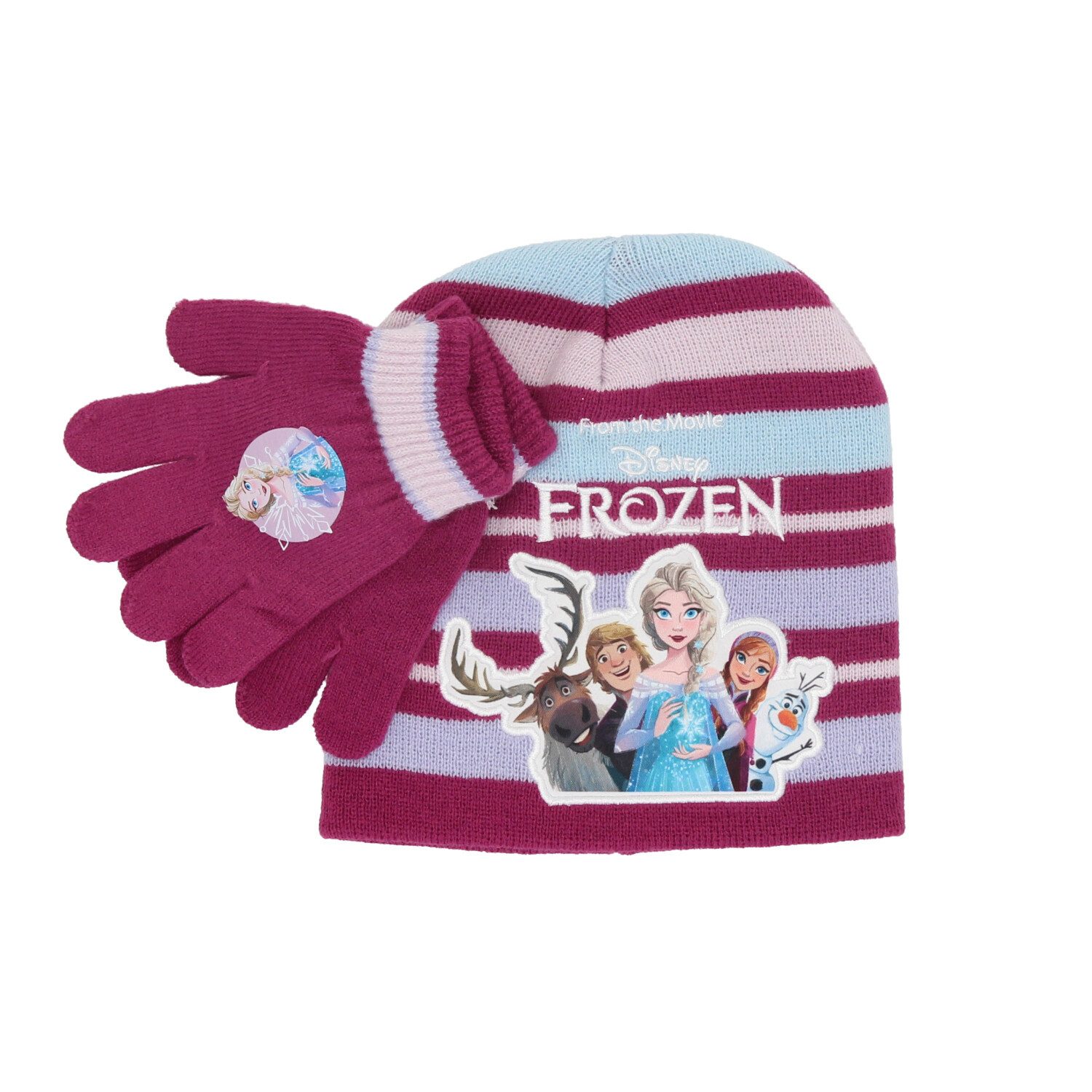 Disney Schlupfmütze Disney Die Eiskönigin Elsa Kinder Herbst Wintermütze plus Handschuhe (2-St) Gr. 53 bis 55