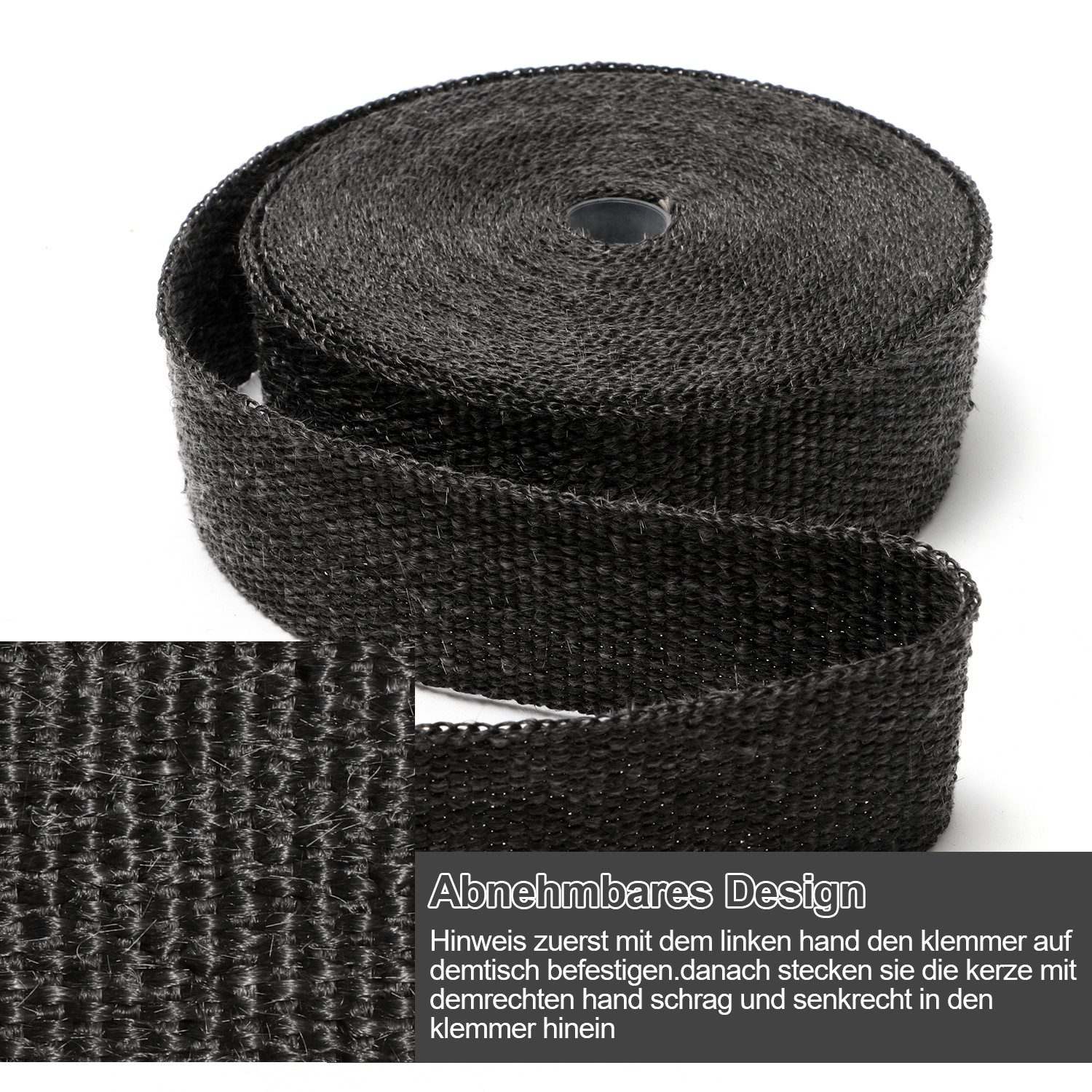 Clanmacy Auspuff-Flexrohr Titan Hitzeschutzband Auspuffband Krümmer Band mit Metallkabelbinder