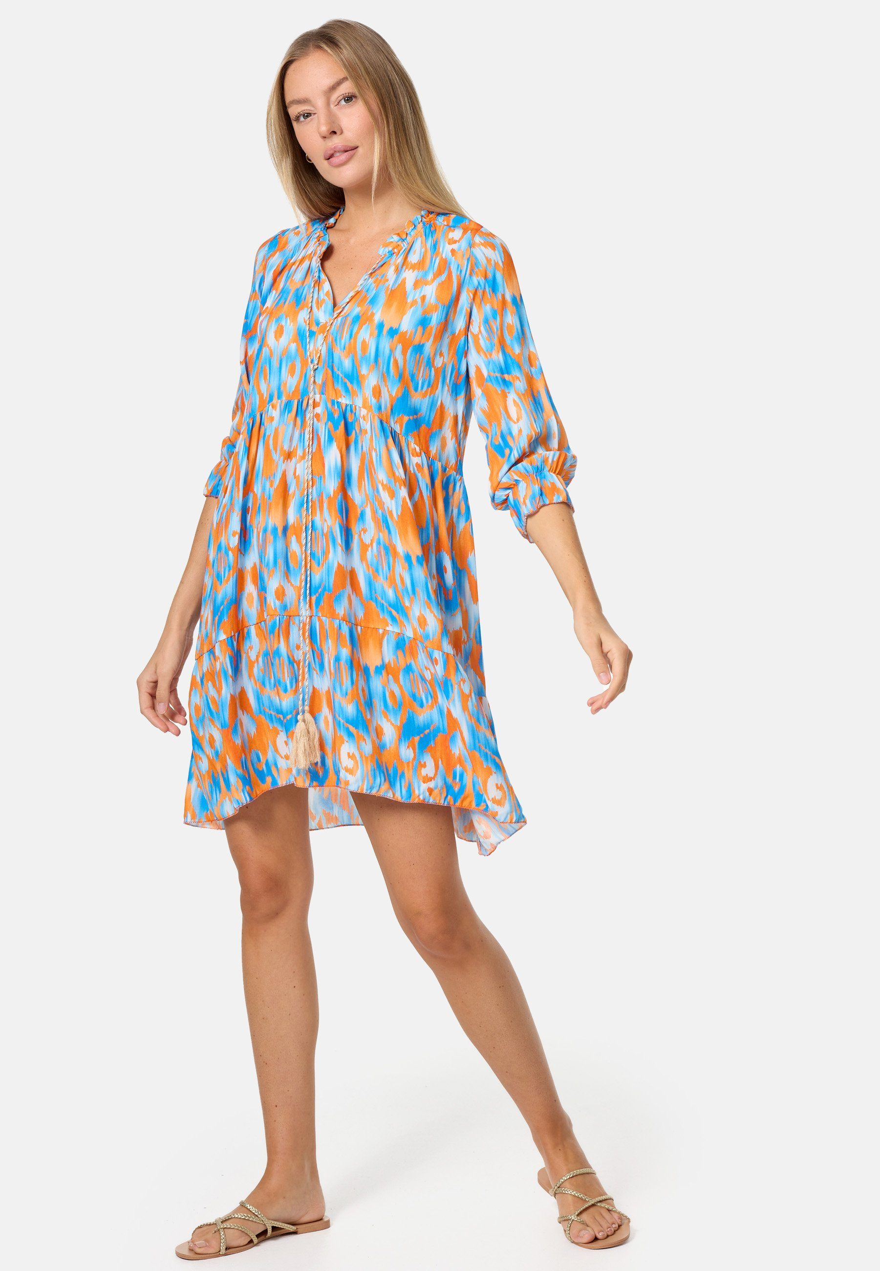 Rayshyne Tunikakleid PM-31 (Sommerkleid Jersey Strandkleid mit Muster in Einheitsgröße)