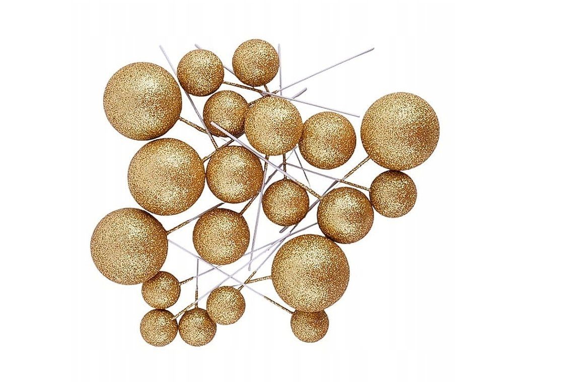 Festivalartikel Tortenstecker Tortendekoration Kugeln am Stiel Gold Topper Ball goldenen Kugeln