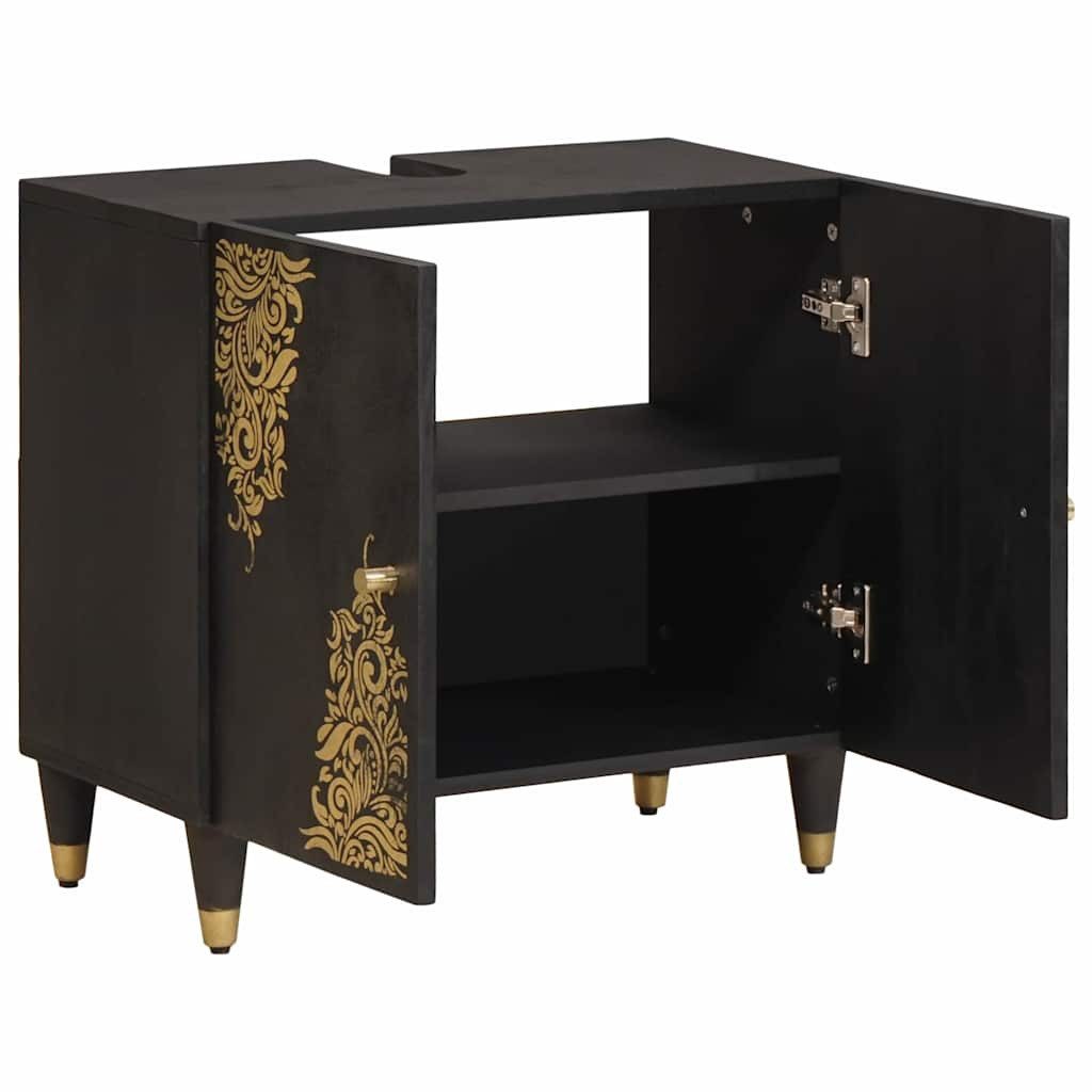 vidaXL Badezimmerspiegelschrank Waschbeckenunterschrank mit Speicher Schwarz 62 x 33 x 58 cm (1-St)