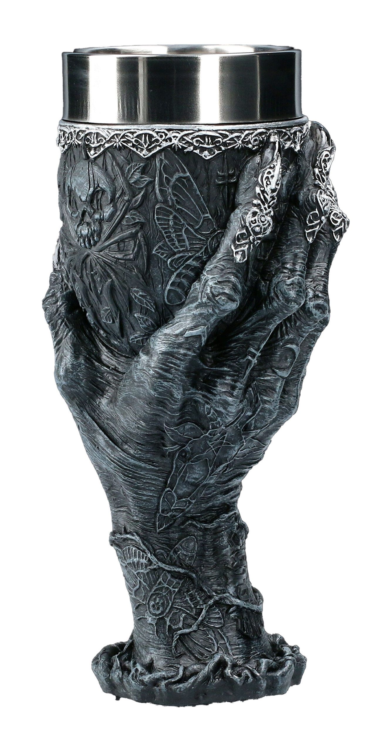 Figuren Shop GmbH Becher Kelch - Baphomet's Grasp - Nemesis Now Gothic Dekoration, Kunststein (Polyresin), Edelstahl