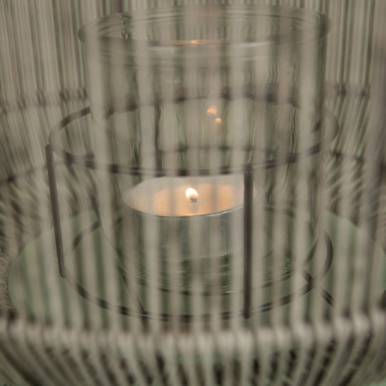 Kunststoff - 30x38 mit Werner - cm Voß Laterne Polyethylen+Metall Kerzenlaterne - Glaseinsatz: 10x10 Glaseinsatz - grau - cm