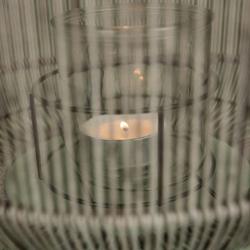 Werner Voß Kerzenlaterne Laterne mit Glaseinsatz - grau - Kunststoff - 30x38 cm - Polyethylen+Metall - Glaseinsatz: 10x10 cm
