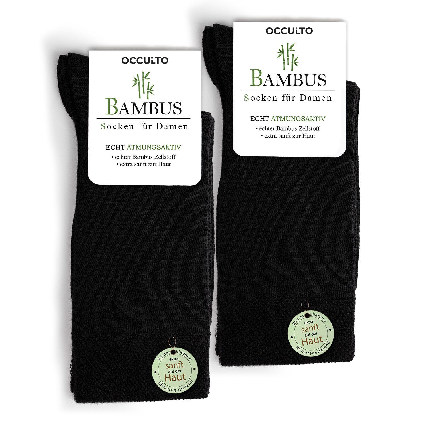 OCCULTO Basicsocken Damen Bambus Socken 10er Pack (Modell: Paulina) (10-Paar) Blk