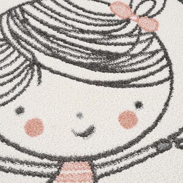 Kinderteppich Anime9393, Carpet City, rund, Höhe: 11 mm, Spielteppich, Mädchen, Herzen, Ballon, Weicher Flor, Pflegeleicht