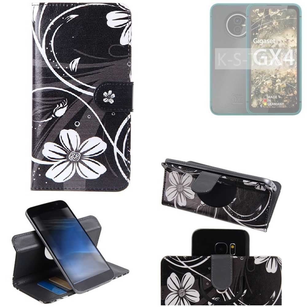 K-S-Trade Handyhülle für Gigaset GX4, Schutzhülle Handyhülle Hülle 360° Wallet Case “Flowers“