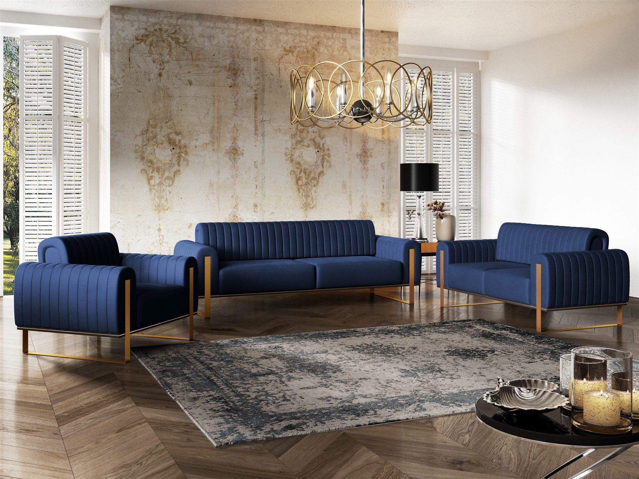 Fun Möbel Polstergarnitur Sofaset Designersofas VALERIE 3-2-1 in Stoff Elis günstig online kaufen