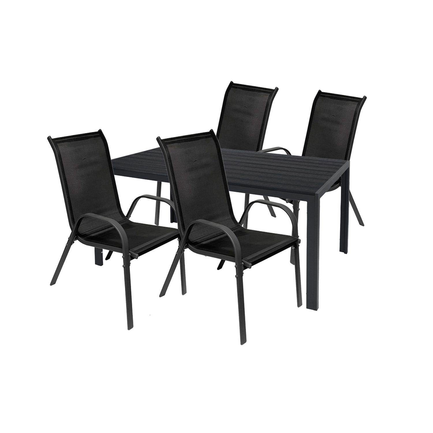 Mojawo Essgruppe 5tlg Gartengarnitur Sitzgarnitur Outdoormöbel 125x70cm Anthra/Schwarz